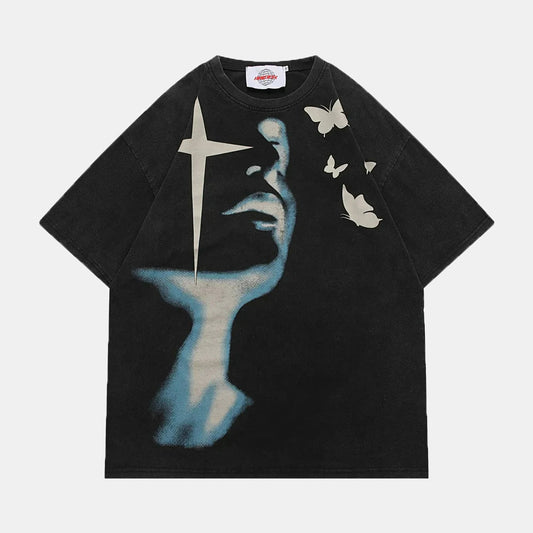 Graphic Face Print T-Shirt