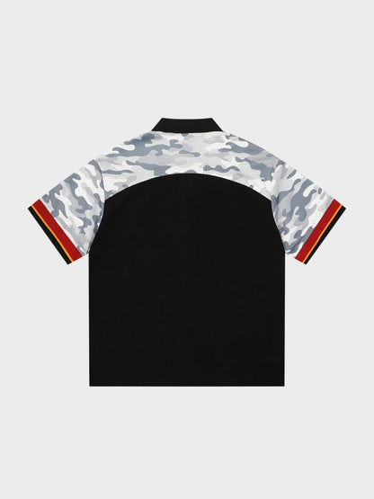 Revelse™ Cotton Blend Camo Panel Football Mesh Tee