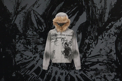 Graphic Print Hooded Jacket for Men