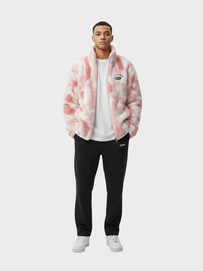 Loose Fit Plush Fleece Jacket With Stand Collar