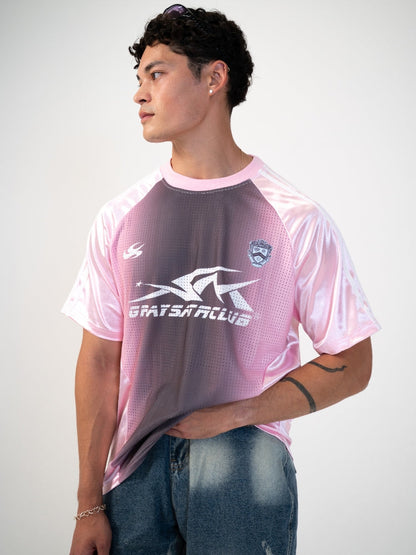 Distressed Football Mesh T-Shirt Cotton Blend