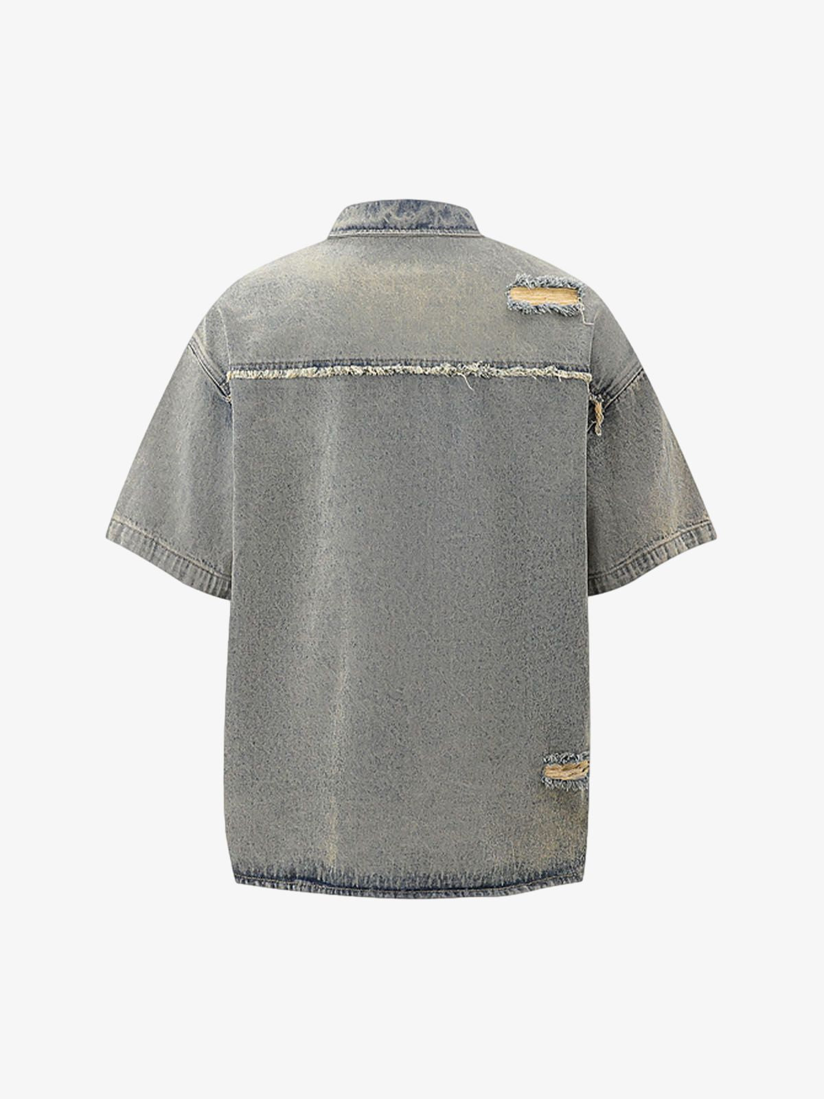 Men's Ripped Distressed Denim Jacket and Pants Set