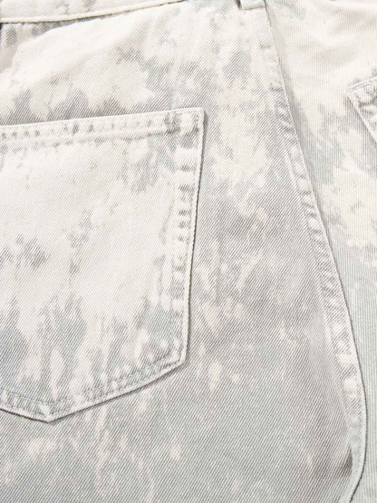 Paint Effect Distressed Denim Jeans