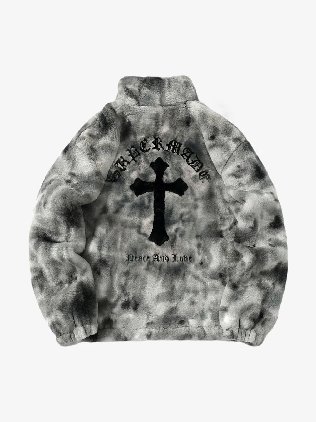 Heavy-Duty Faux Lambswool Tie-Dye Urban Jacket