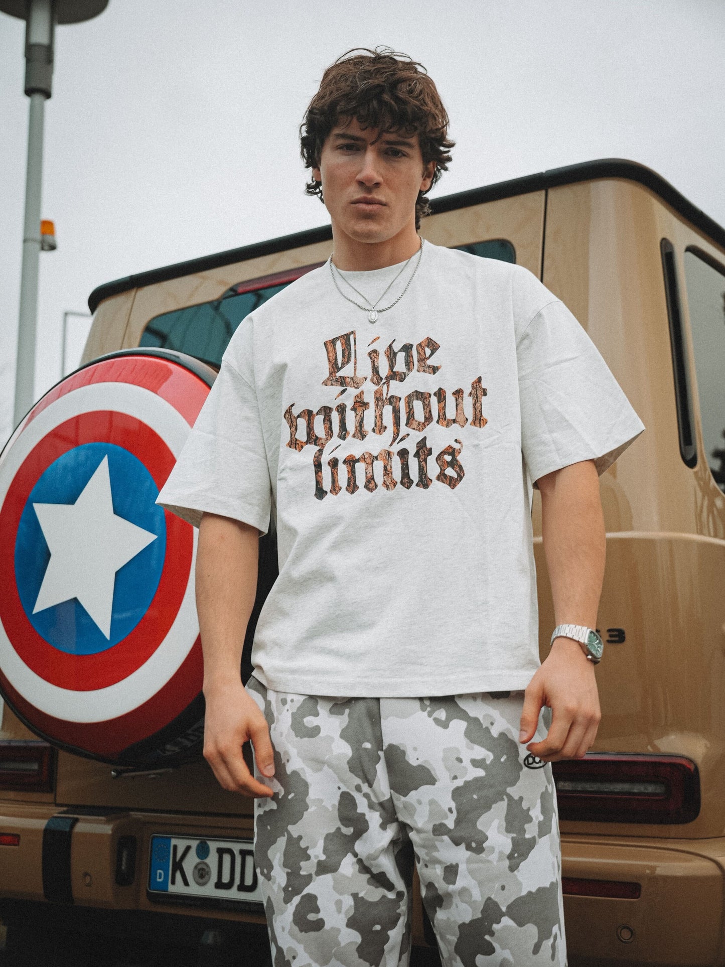Oversized Cotton Camo Graphic T-Shirt