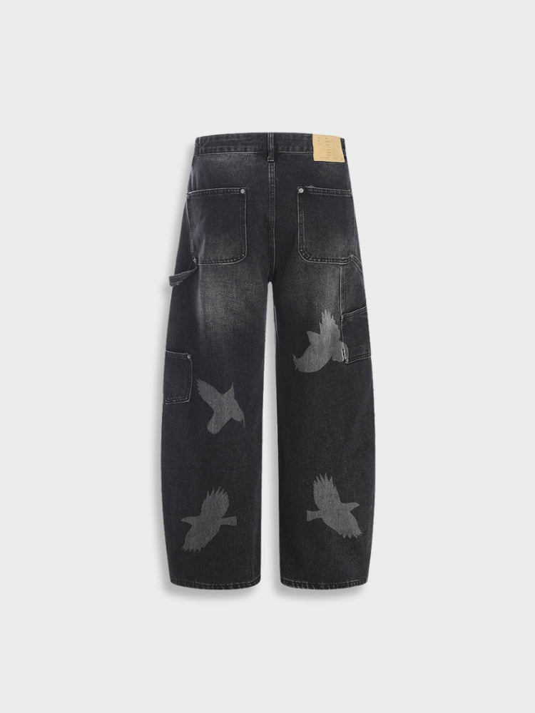 Wide-Leg Loose Fit Baggy Denim Jeans Black
