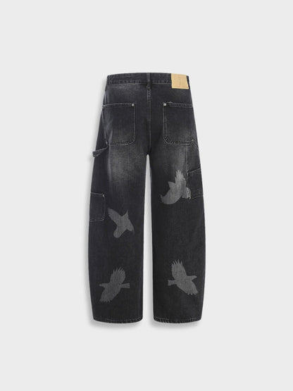 Wide-Leg Loose Fit Baggy Denim Jeans Black