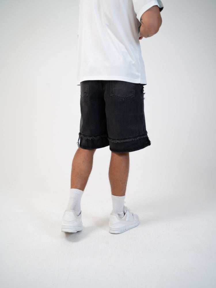 Distressed Embroidered Denim Jorts