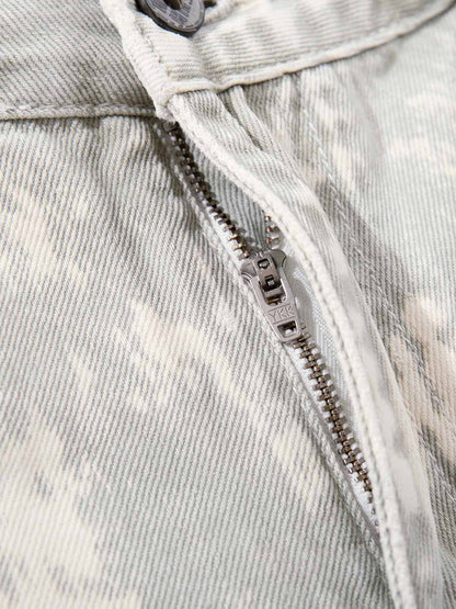 Paint Effect Distressed Denim Jeans