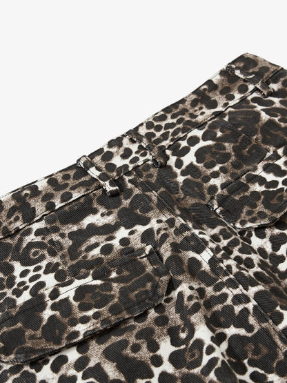 Leopard Print Wide Leg Cargo Pants