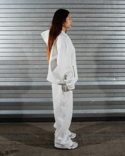Oversized Cotton Blend Tracksuit Set Light Grey