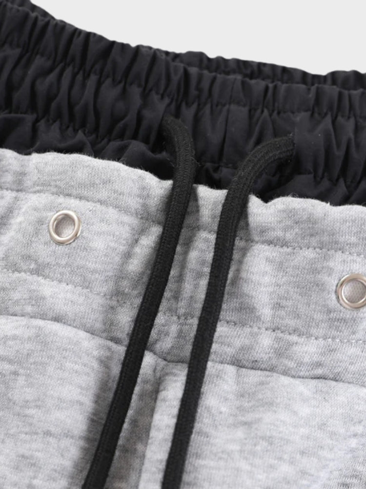 Wide-Leg Cotton Joggers with Side Stripe Panels