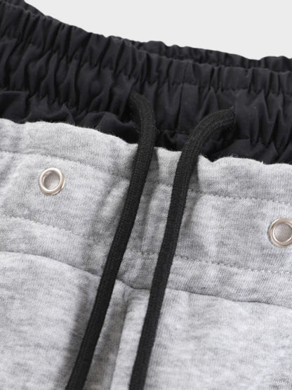 Wide-Leg Cotton Joggers with Side Stripe Panels
