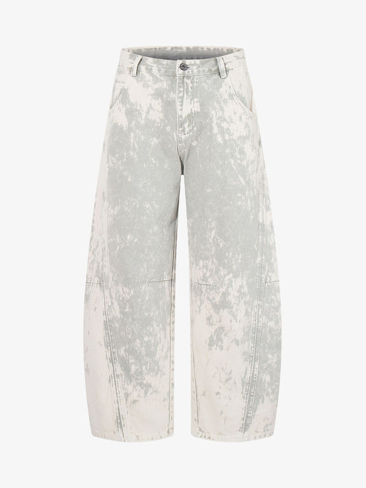 Paint Effect Distressed Denim Jeans