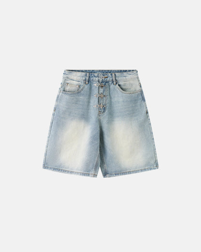 Men's Denim Metal Buckle Baggy Jorts