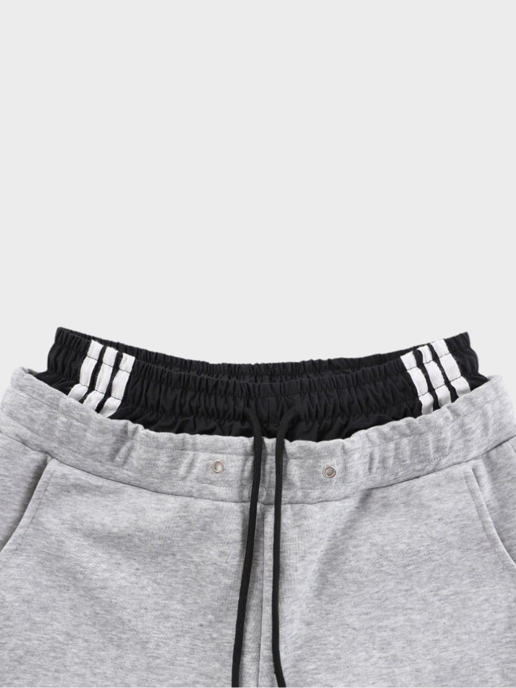 Wide-Leg Cotton Joggers with Side Stripe Panels