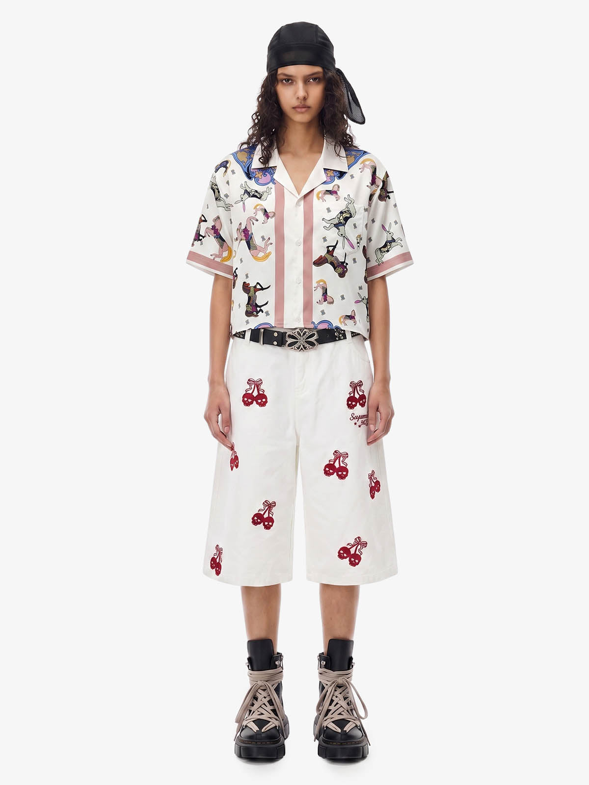 Revelse™  Satin Camp Collar Boxy Shirt Carousel Animal Print