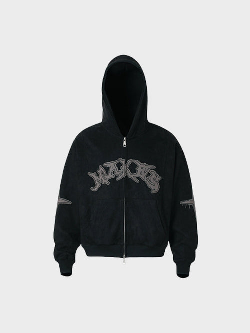 Revelse™ Embroidered Loose-Fit Zip-Up Hoodie