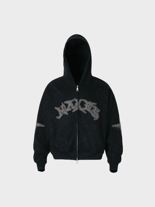 Revelse™ Embroidered Loose-Fit Zip-Up Hoodie