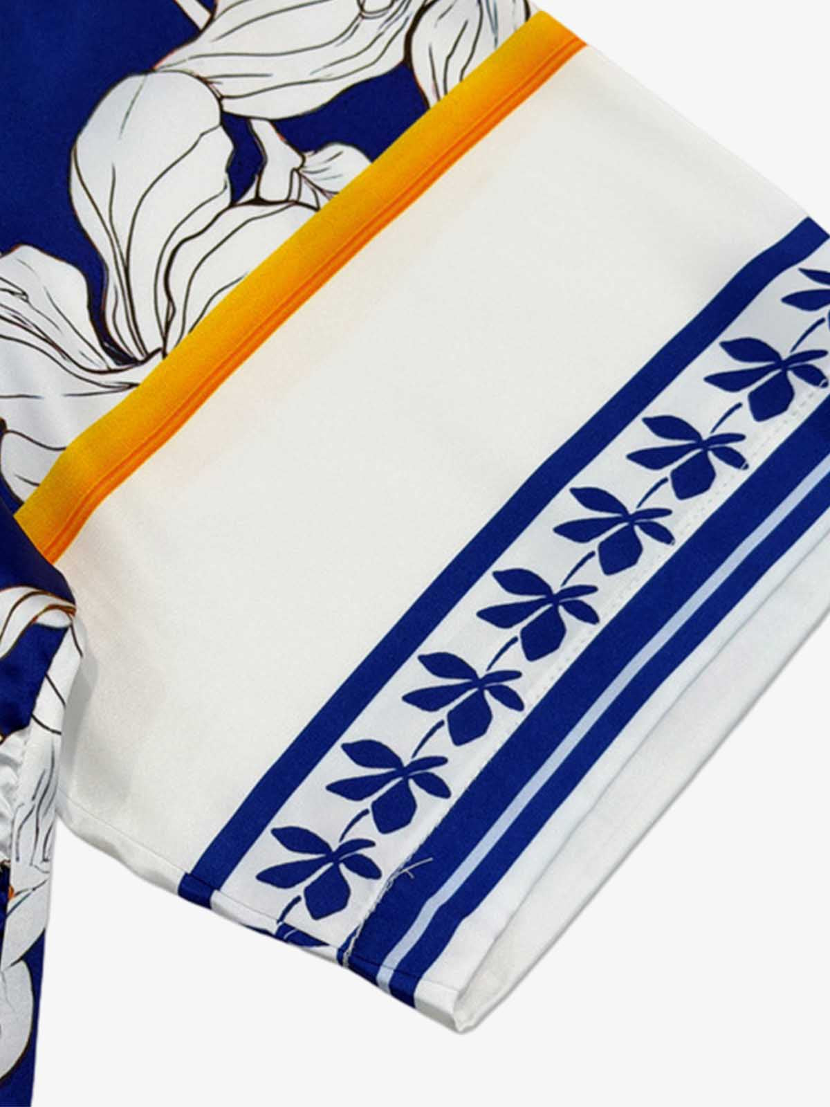 Revelse™  Porcelain Print Cuban Collar Boxy Shirt