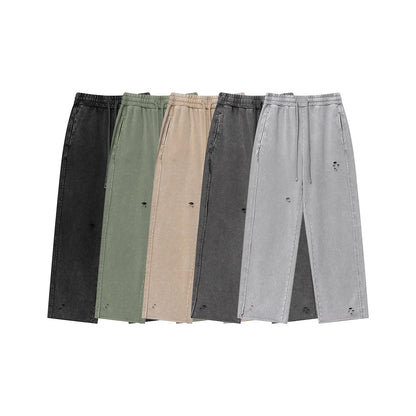 Men's Distressed Washed Straight Leg Joggers