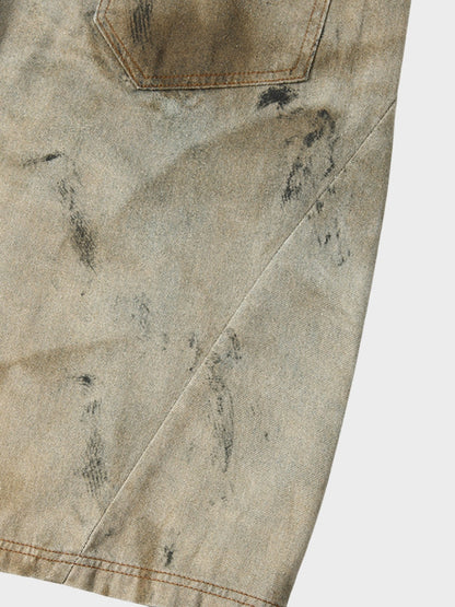 Cotton Washed Denim Capri Jorts Light Coffee