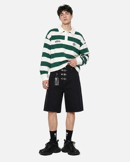 Men's Denim Metal Buckle Baggy Jorts