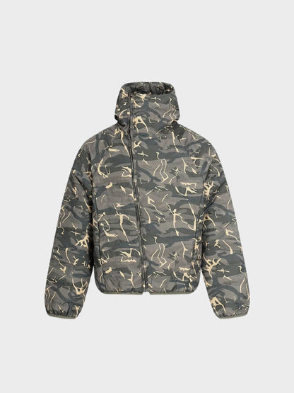 Camouflage Insulated Quilted Jacket With Side Zipper