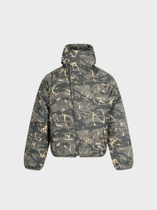 Camouflage Insulated Quilted Jacket With Side Zipper