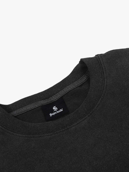 Vintage Washed Cotton Graphic Patchwork T-Shirt