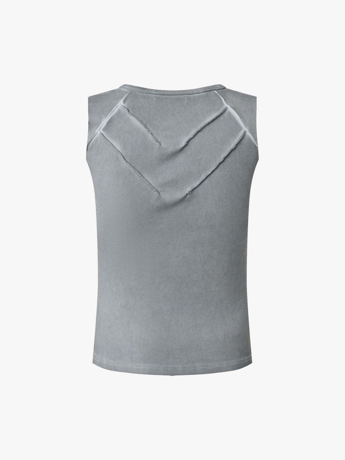 Revelse™  Ribbed Cotton-Blend Knit Vest Raw-Edge Seams