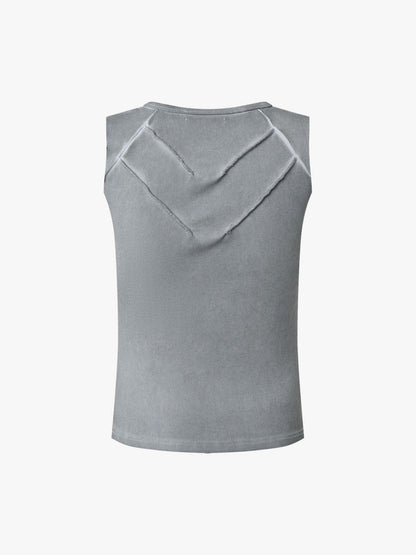 Revelse™  Ribbed Cotton-Blend Knit Vest Raw-Edge Seams