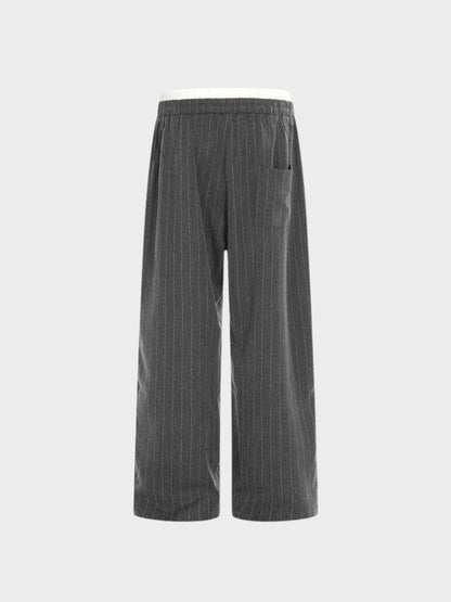 Striped Polyester Tracksuit Set Dark Grey