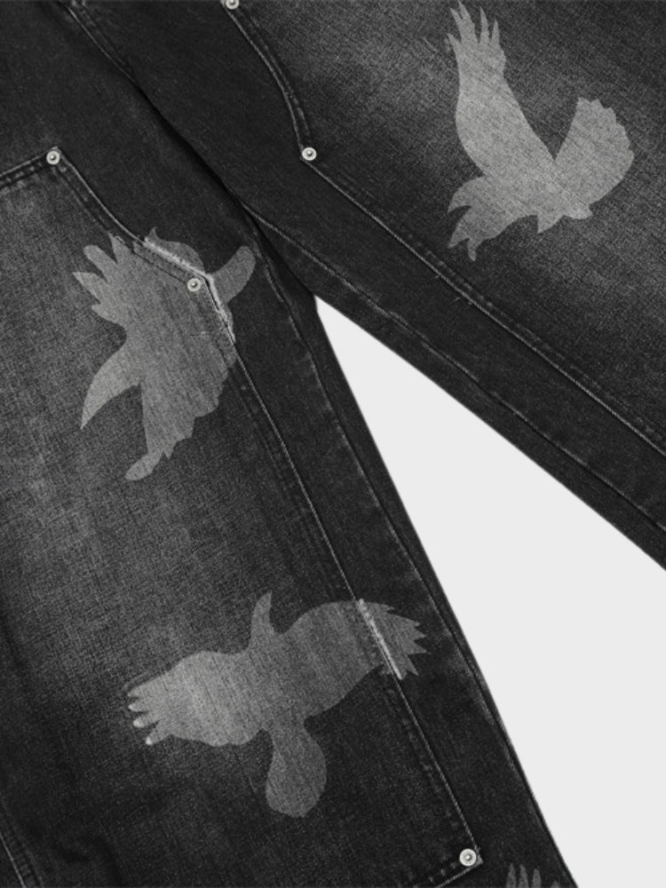Wide-Leg Loose Fit Baggy Denim Jeans Black