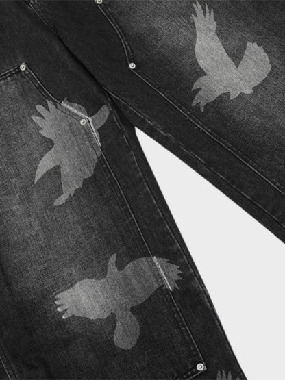Wide-Leg Loose Fit Baggy Denim Jeans Black