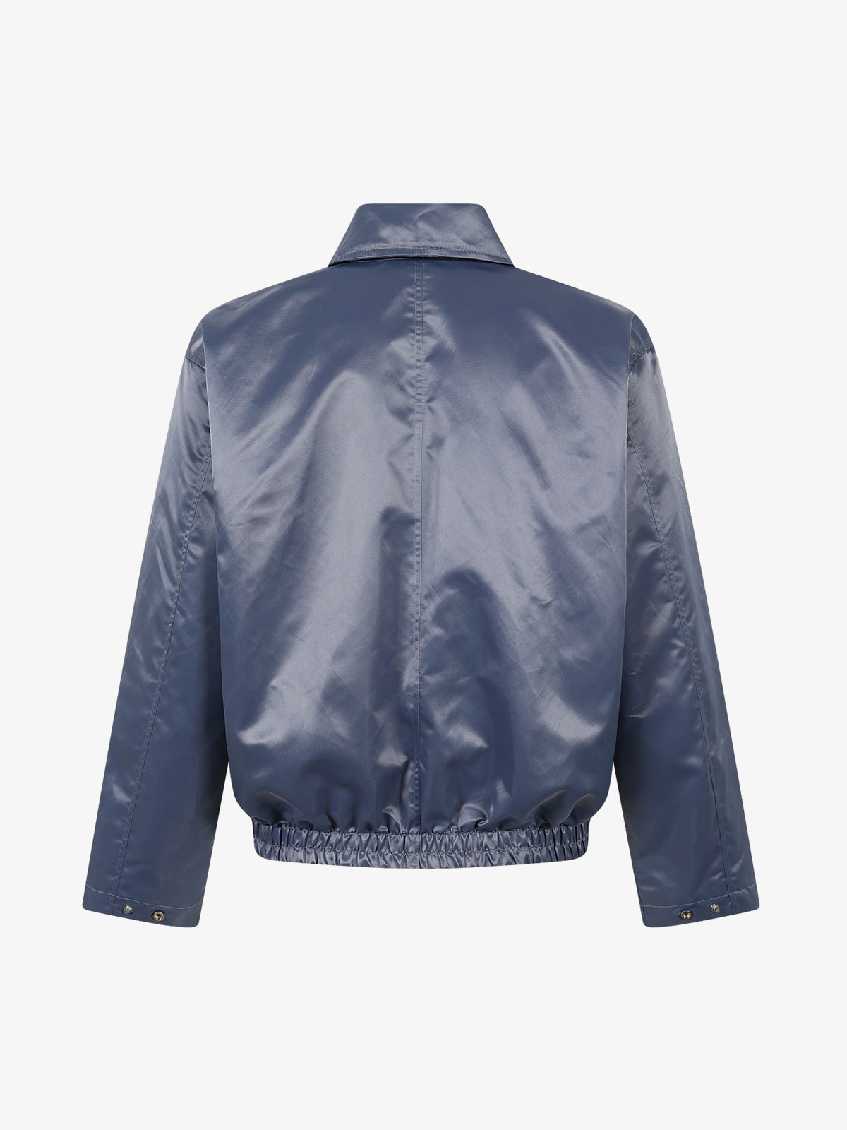 Varsity jacket showing its stand collar and front fastening