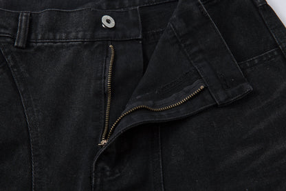 Distressed Washed Multi-Pocket Denim Jeans