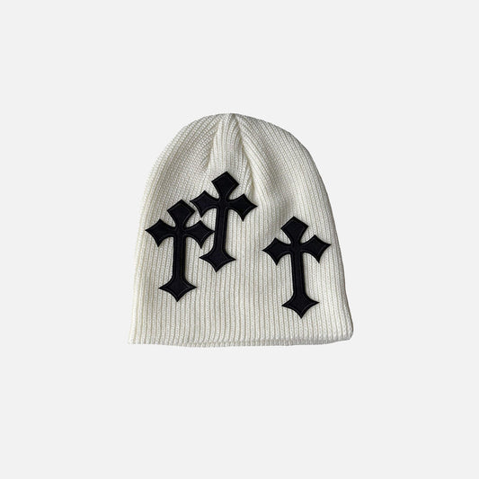 Cross Knitted Cotton Blend Beanie