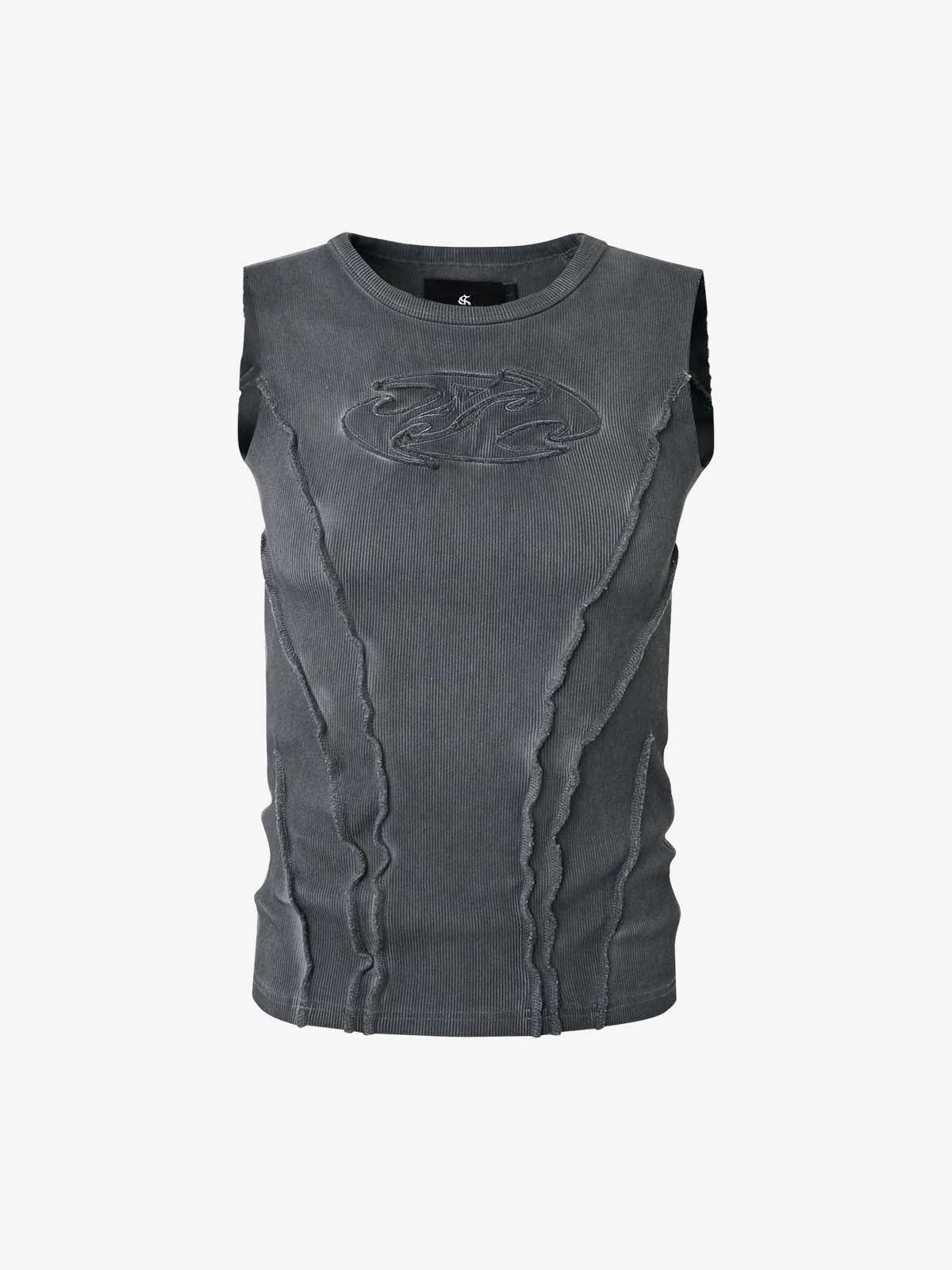 Revelse™  Ribbed Cotton-Blend Knit Vest Raw-Edge Seams