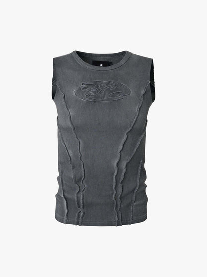 Revelse™  Ribbed Cotton-Blend Knit Vest Raw-Edge Seams