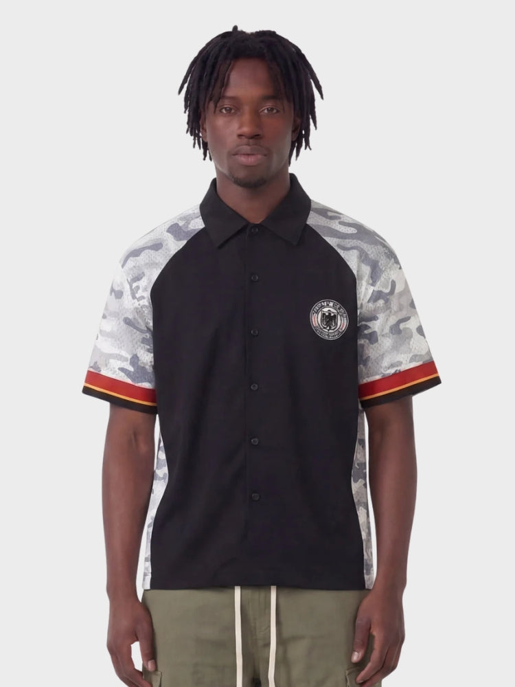 Revelse™ Cotton Blend Camo Panel Football Mesh Tee