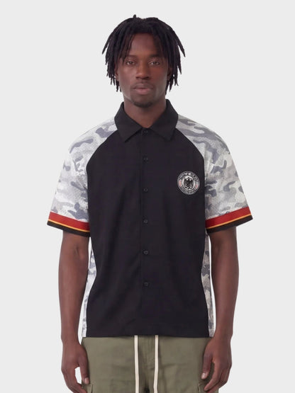 Revelse™ Cotton Blend Camo Panel Football Mesh Tee