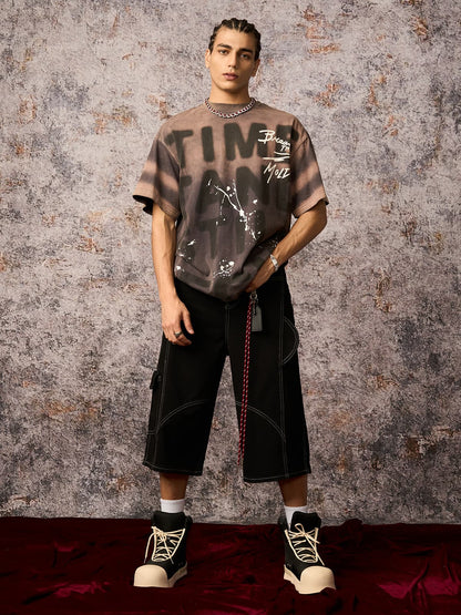 Ink Splash Letter Print T-Shirt