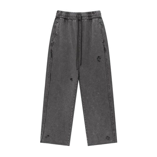Men's Distressed Washed Straight Leg Joggers