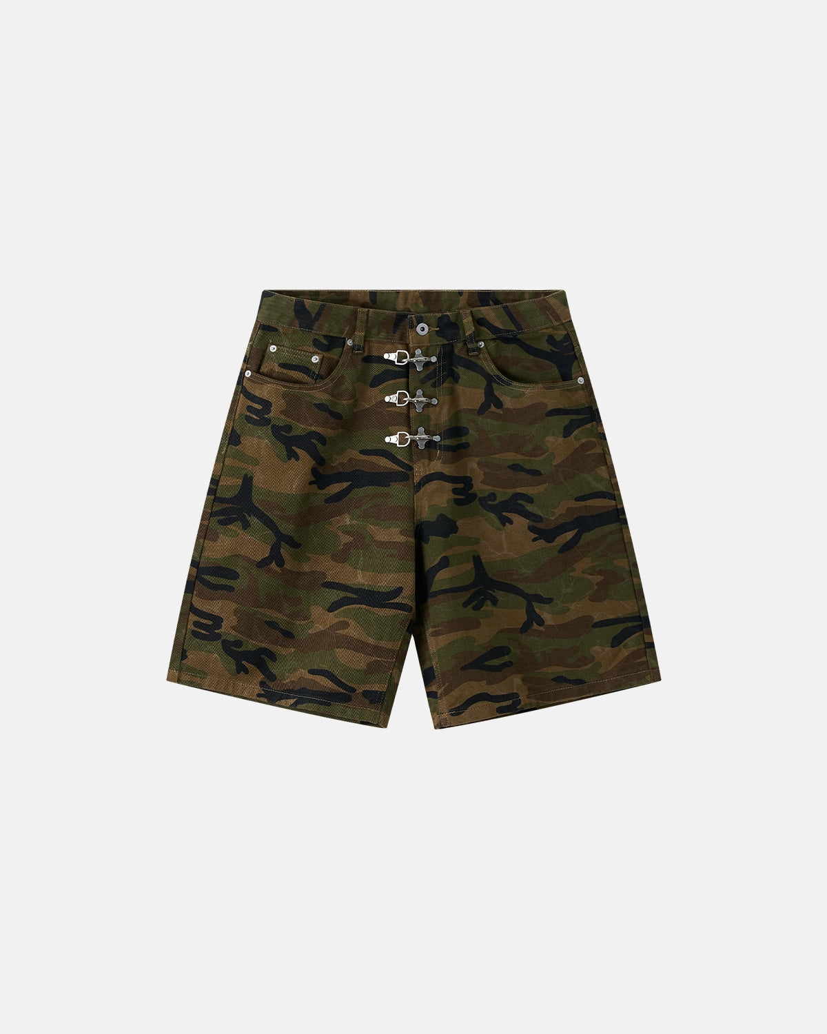 Revelse™ Men's Metal Clasp Camo Shorts