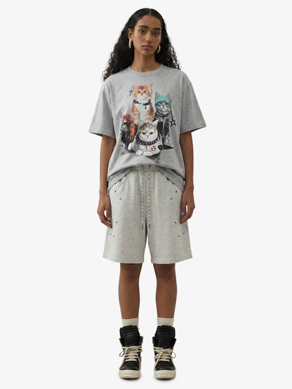 Revelse™  Rhinestone Graphic Jersey Knit Shorts