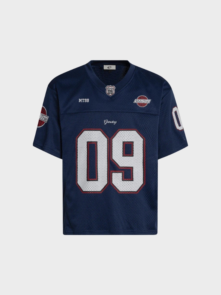 Mesh Varsity Short-Sleeve Sports Jersey with Oversized Numeral