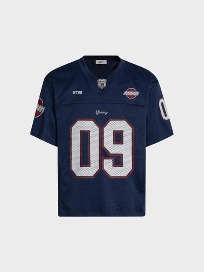 Mesh Varsity Short-Sleeve Sports Jersey with Oversized Numeral