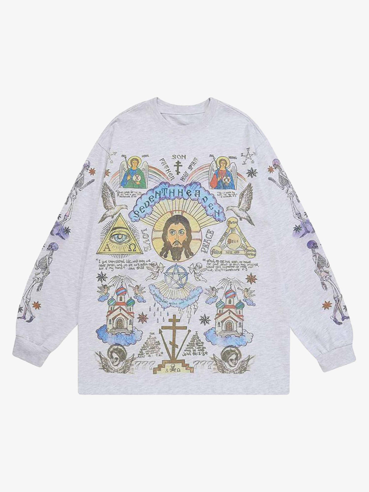 Men's Graffiti Print Long Sleeve Streetwear T-Shirt