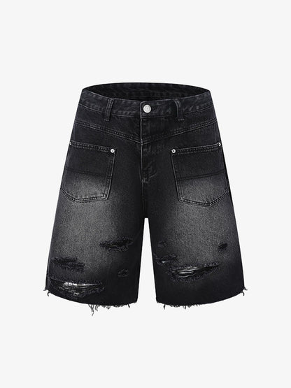Men's Ripped Distressed Denim Jacket and Pants Set